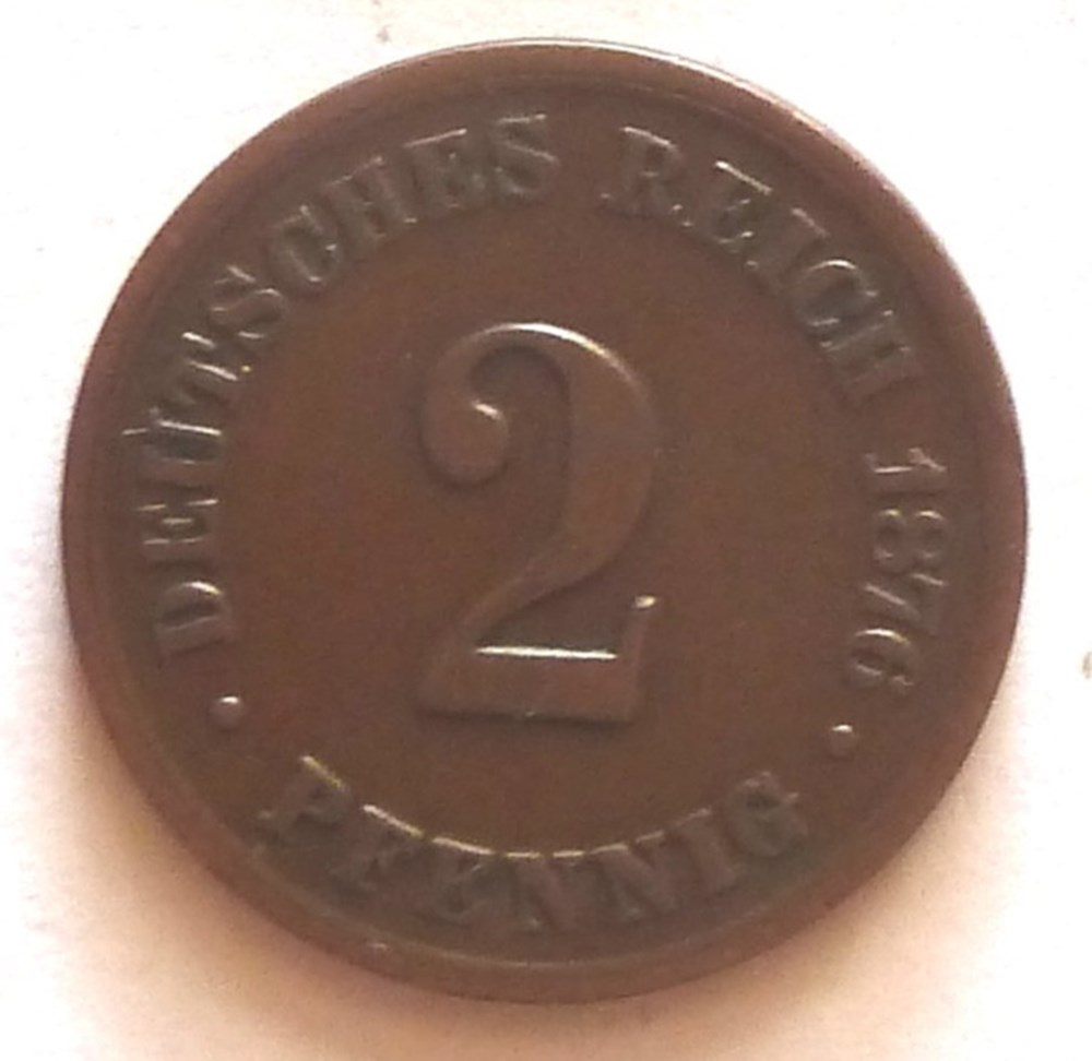 2 Pfennig - 1876 B monnaies monde allemagne 2 pfennig 1876 b