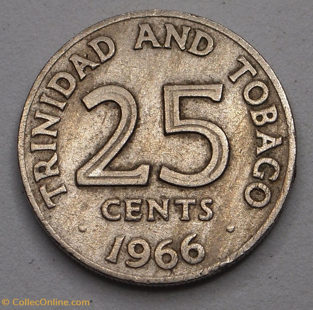 monnaies monde trinite et tobago 25 cents 1966