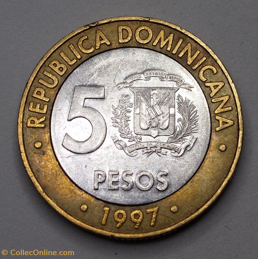 5 Pesos - 1997 monnaies monde republique dominicaine 5 pesos 1997