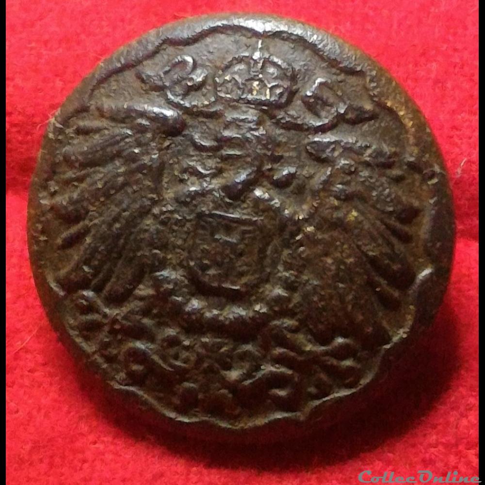Allemagne - Bouton impérial à l'aigle - 1889-1918 militaire infanterie allemagne bouton imperial a aigle 1889 1918