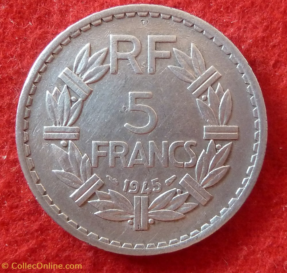 monnaies monde france lavrillier 5 francs 1945