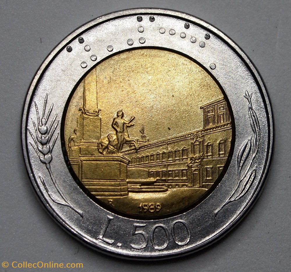 monnaies monde italie 500 lires 1989 r