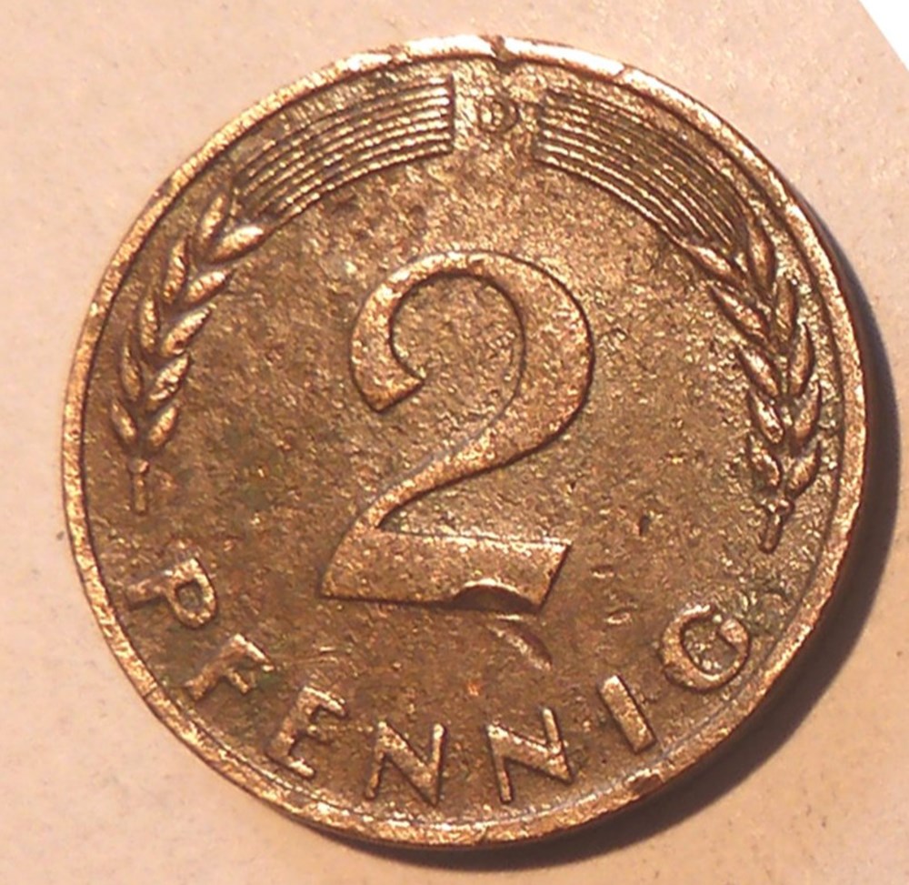 monnaies monde allemagne 2 pfennig 1966 d