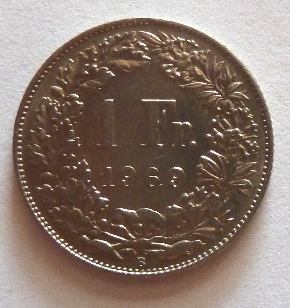 monnaies monde suisse 1 franc 1969 b