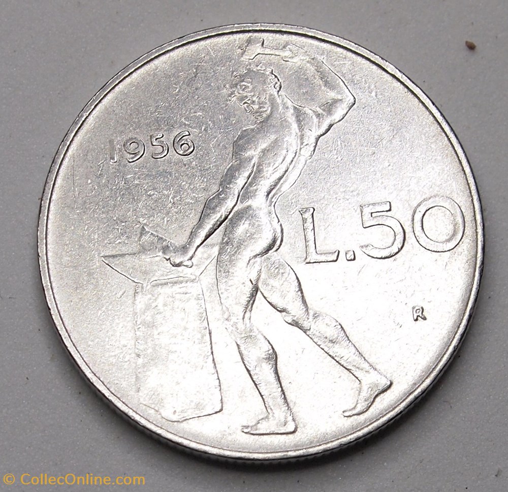 monnaies monde italie 50 lires 1956 r