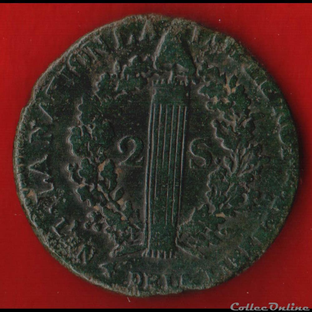 monnaies europe medievale a france royales 2 sols 1792 metz