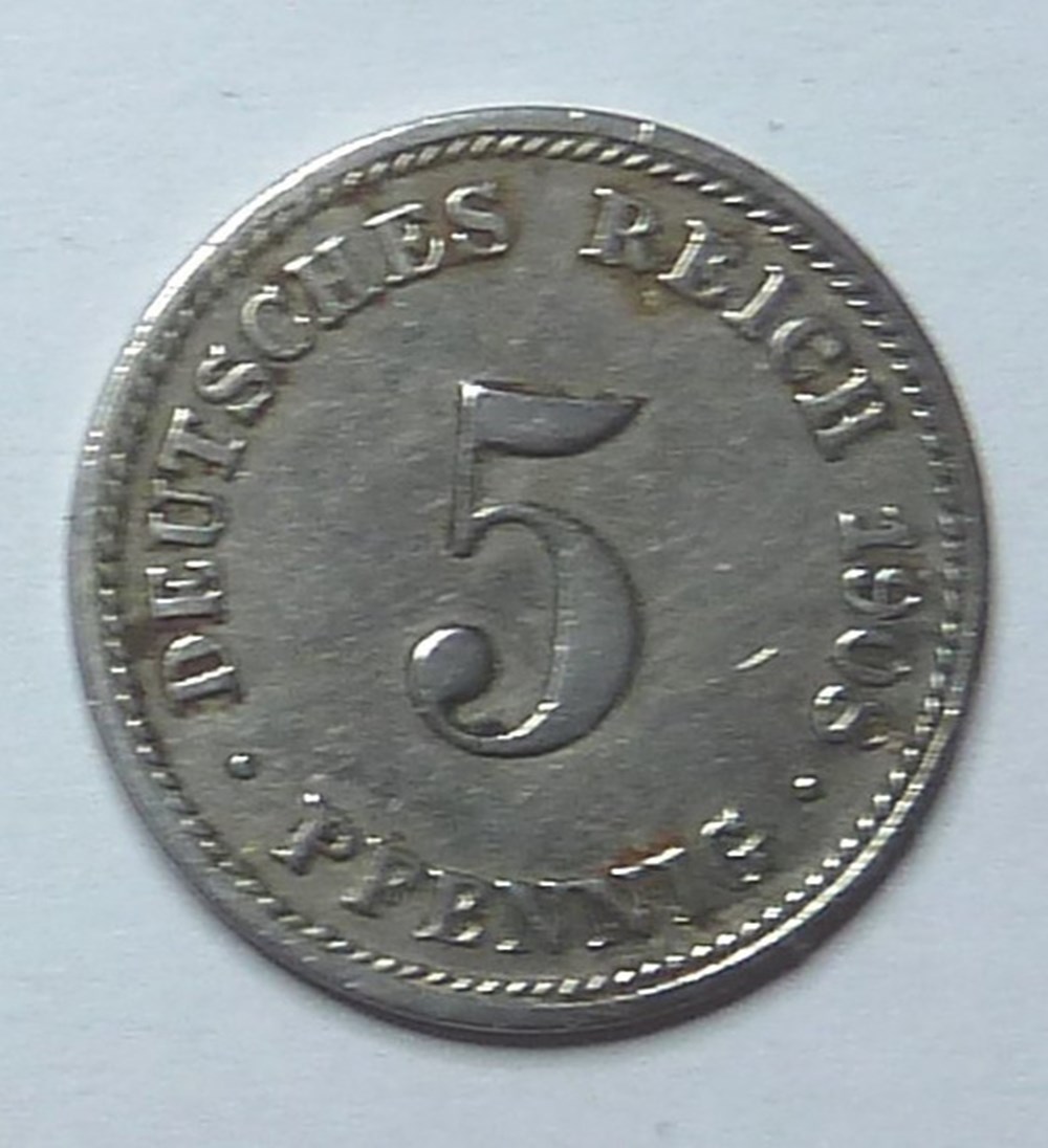 5 Pfennig - 1908 D monnaies monde allemagne 5 pfennig 1908 d