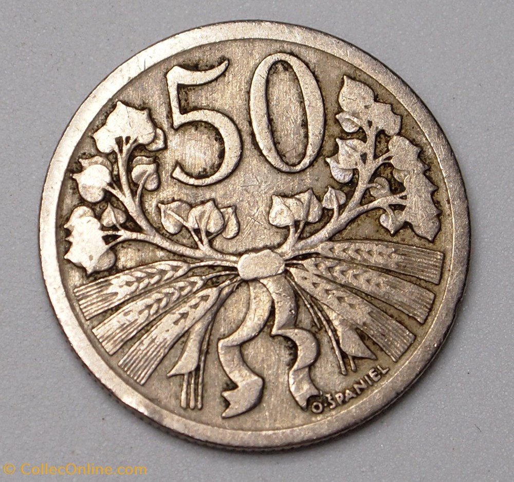 50 Haleru - 1924 monnaies monde tchecoslovaquie 50 haleru 1924