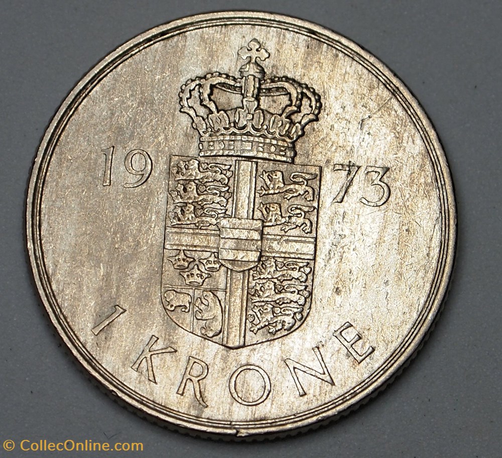 1 Krone - 1973 S B monnaies monde danemark 1 krone 1973 s b