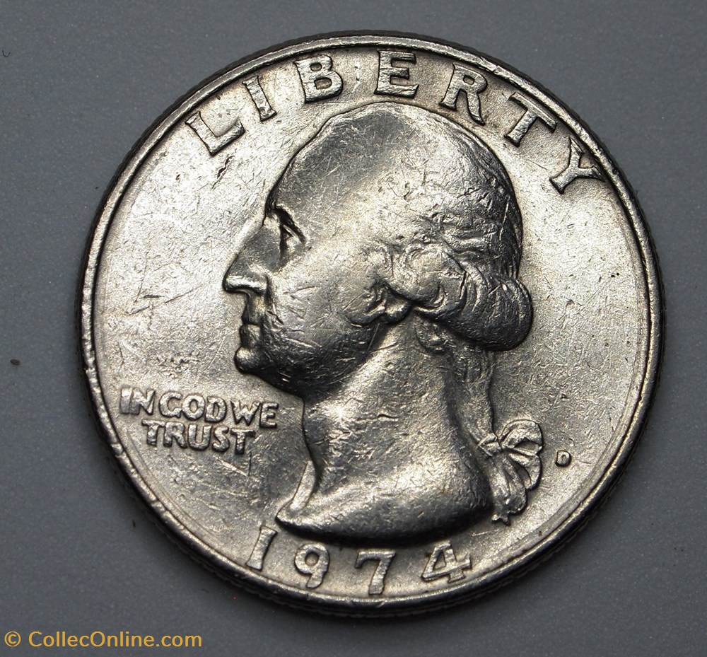 1/4 dollar ( 25 cents ) - 1974 D monnaie monde etat uni 1 4 dollar 25 cents 1974 d