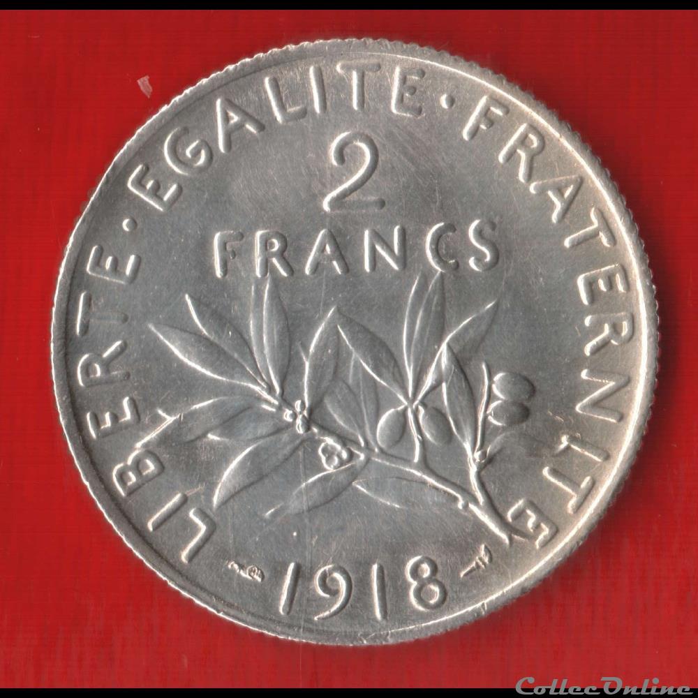 Semeuse - 2 Francs - 1918 monnaies monde france semeuse 2 francs 1918