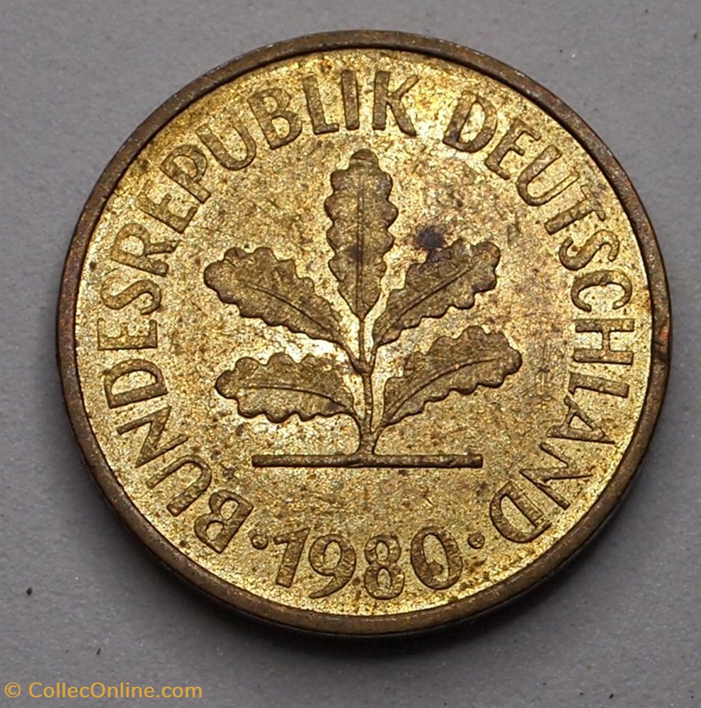 5 Pfennig - 1980 J monnaies monde allemagne 5 pfennig 1980 j