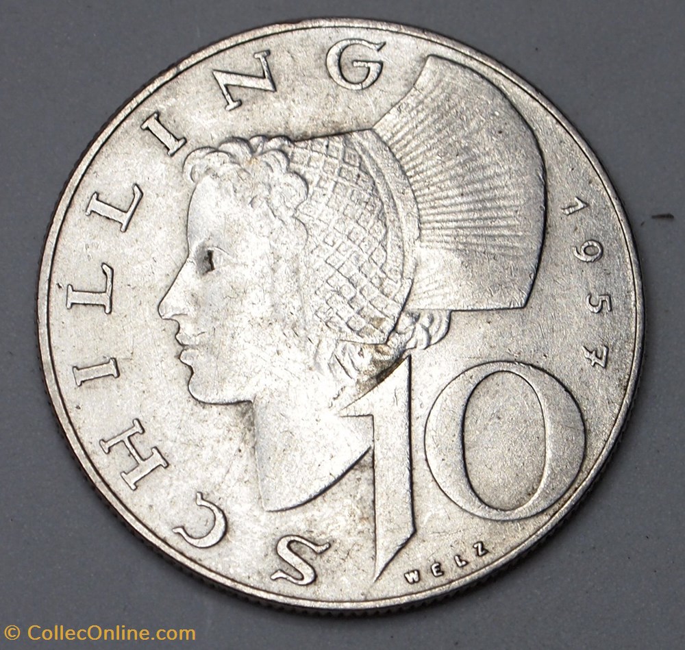 10 Schilling - 1957 monnaies monde autriche 10 schilling 1957