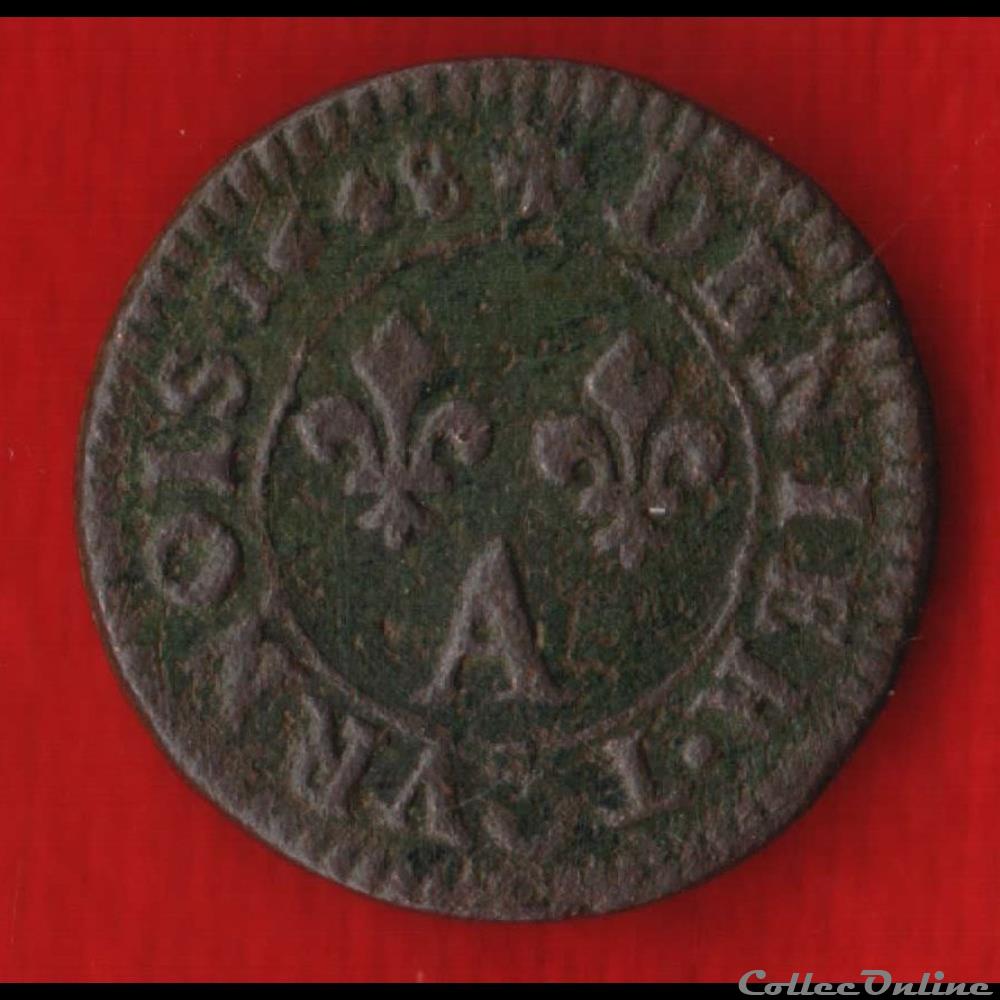 monnaies europe medievale france royales denier tournois 1648 paris