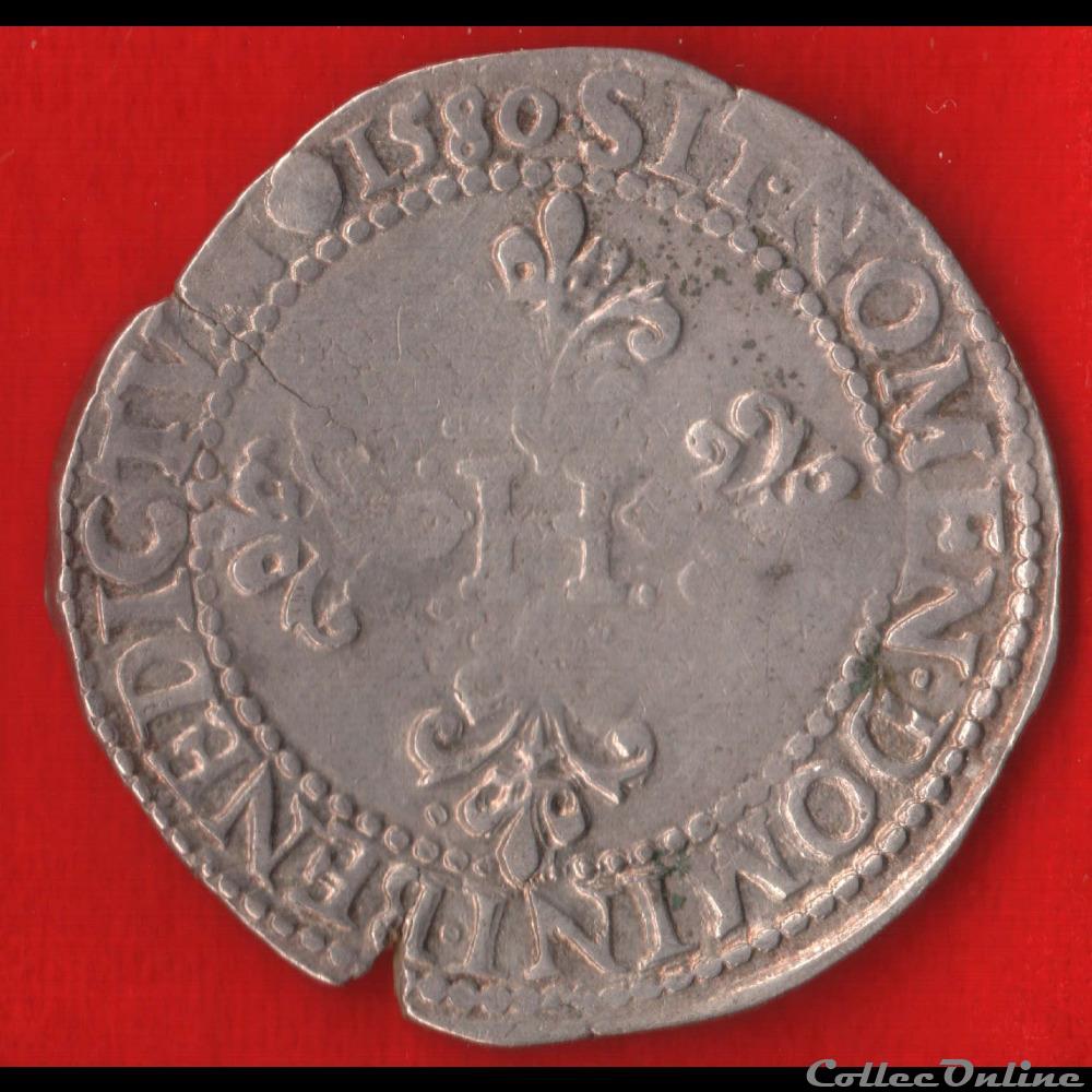 Franc au col plat - 1580 - Rouen monnaies europe medievale france royales franc au col plat 1580 rouen