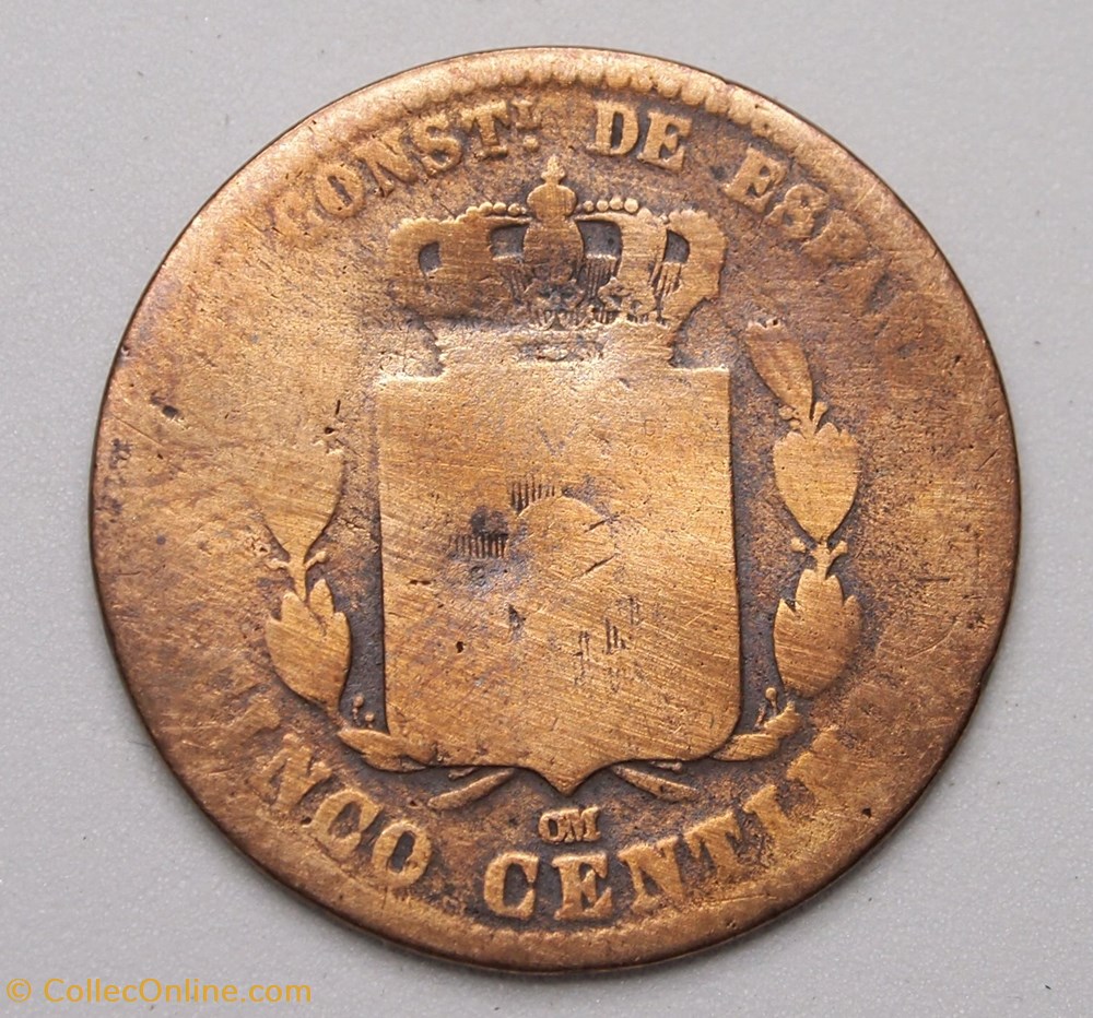 5 Centimos - 1878 monnaies monde espagne 5 centimos 1878
