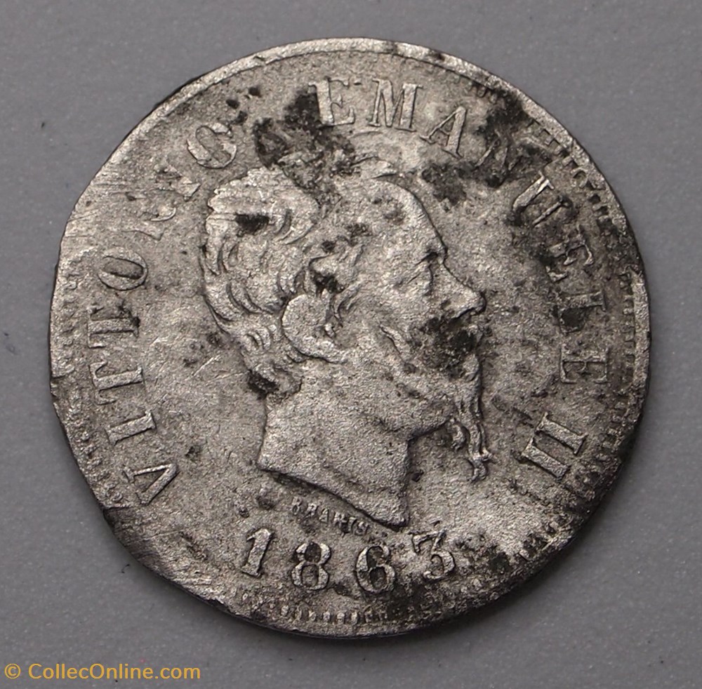 50 Centesimi - 1863 M BN monnaie monde italie 50 centesimi 1863 m bn