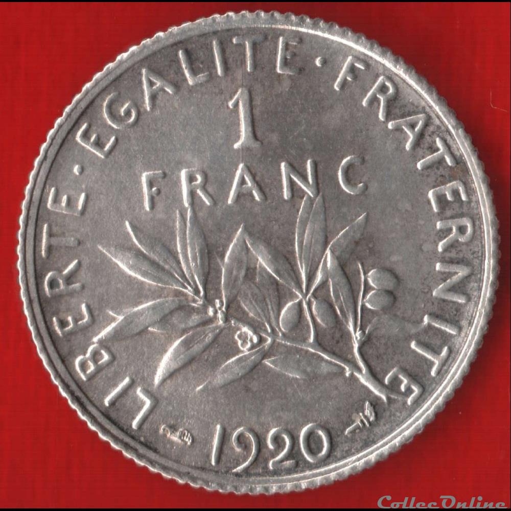 Semeuse - 1 Franc - 1920 monnaies monde france semeuse 1 franc 1920