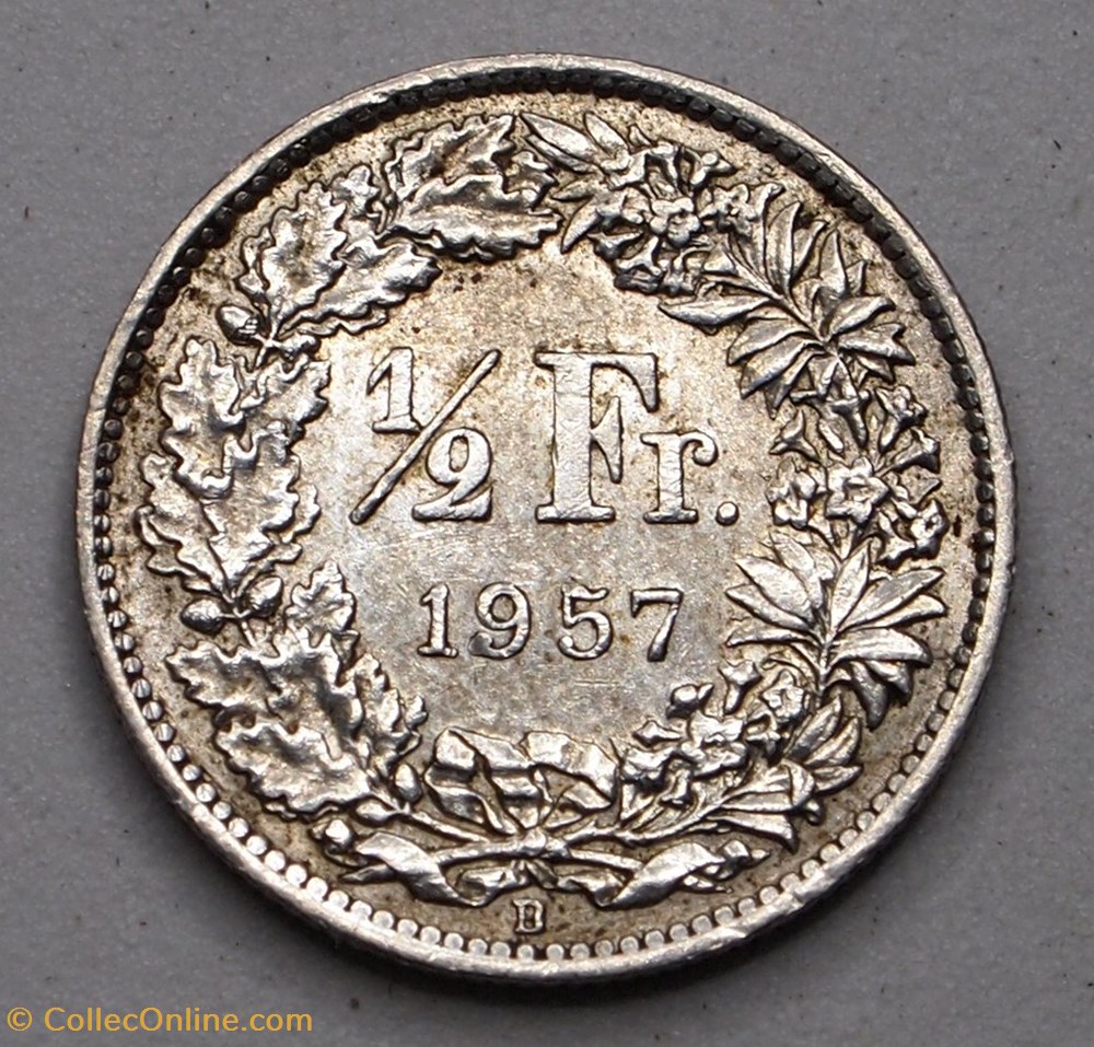 1/2 Franc - 1957 B monnaie monde suisse 1 2 franc 1957 b