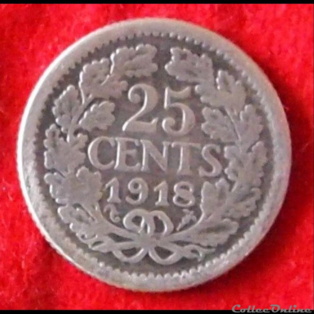 monnaies monde pays bas 25 cents 1918