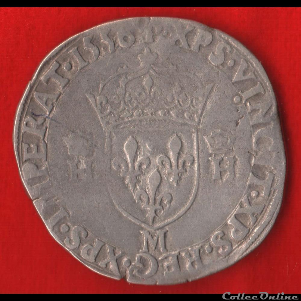 monnaies europe medievale a france royales teston 1556 toulouse