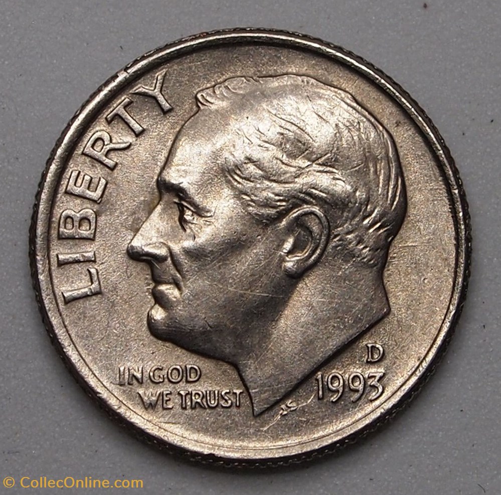1 dime ( 10 cents ) - 1993 D monnaie monde etat uni 1 dime 10 cents 1993 d