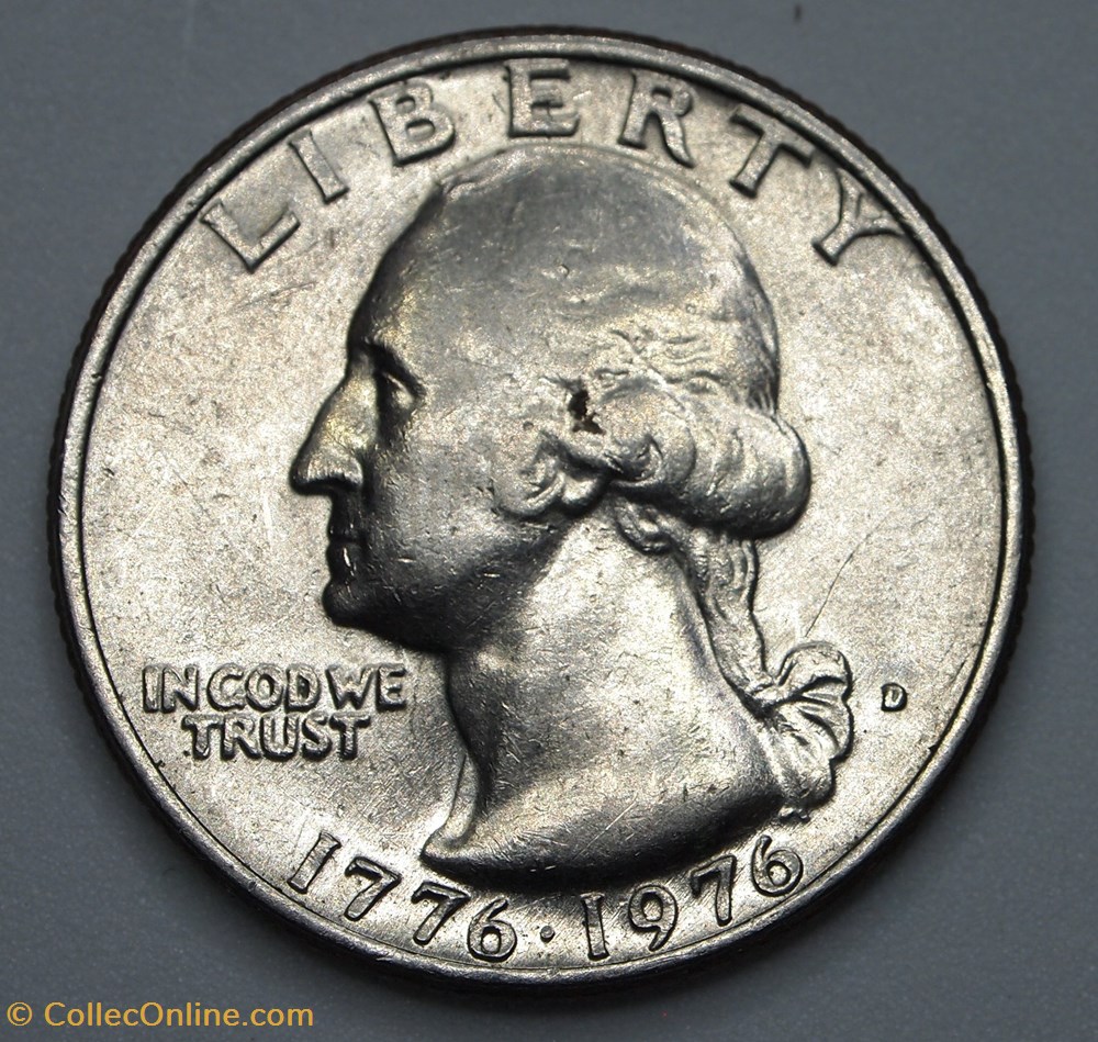 1/4 dollar ( 25 cents ) - 1976 D monnaie monde etat uni 1 4 dollar 25 cents 1976 d