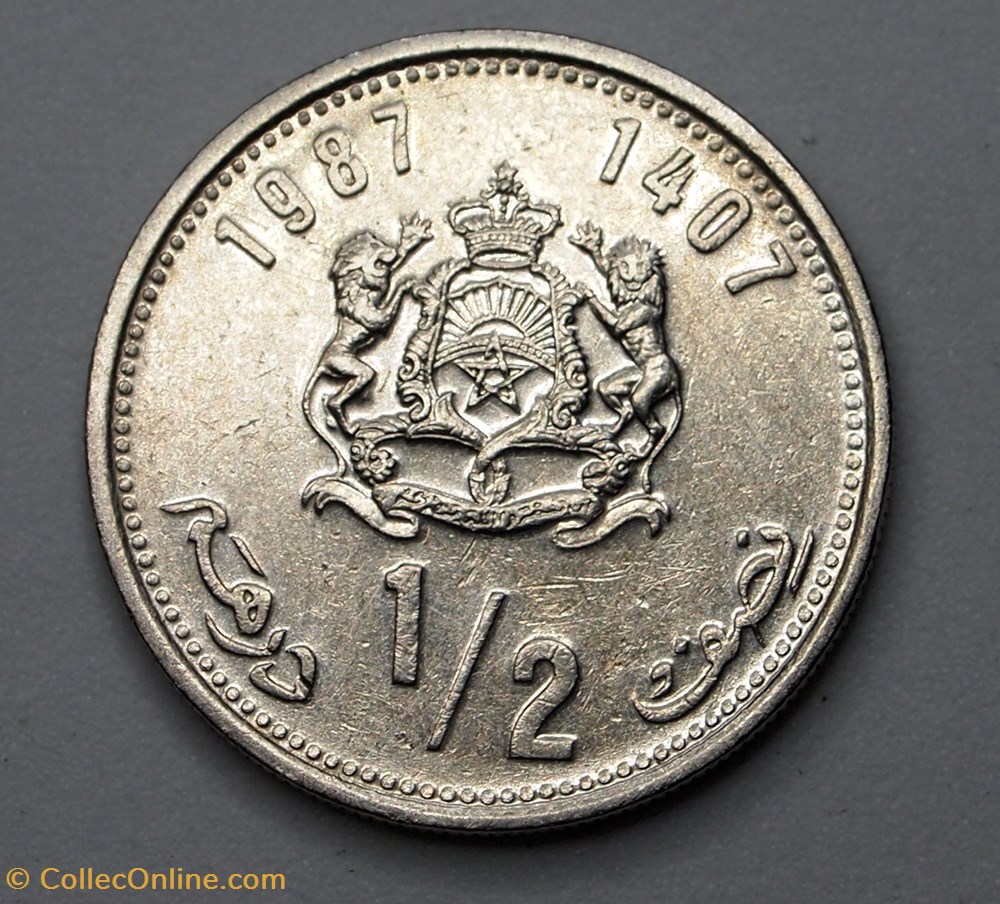 1/2 Dihram - 1987 monnaie monde maroc 1 2 dihram 1987