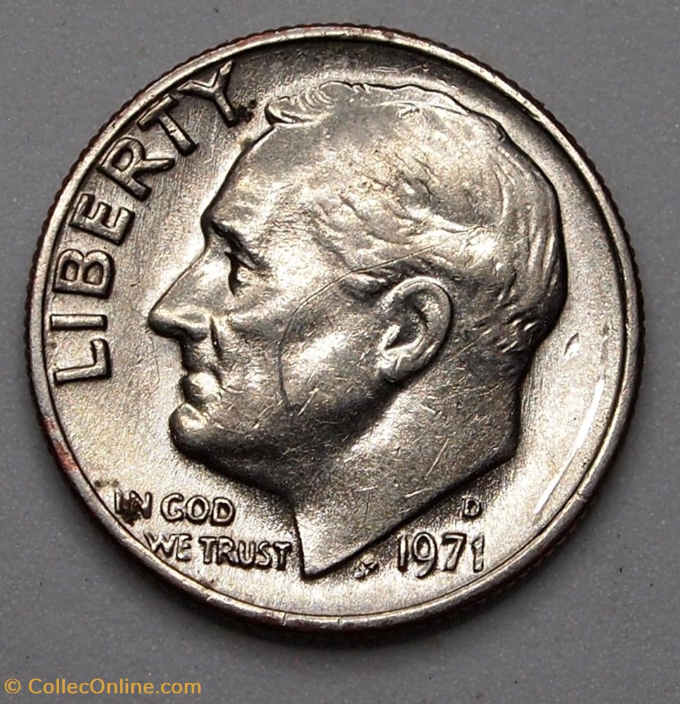 1 dime ( 10 cents ) - 1971 D monnaie monde etat uni 1 dime 10 cents 1971 d