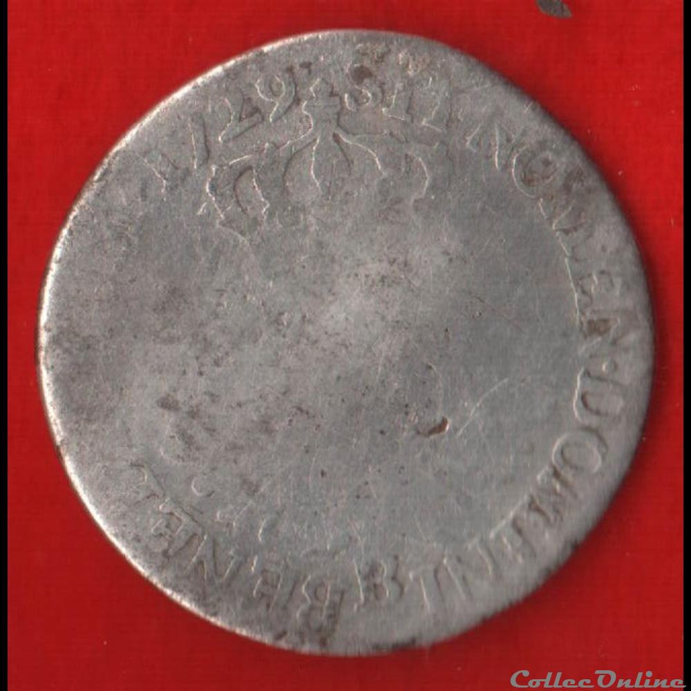 monnaies europe medievale france royales 1 5eme ecu aux rameaux olivier 1729 rouen