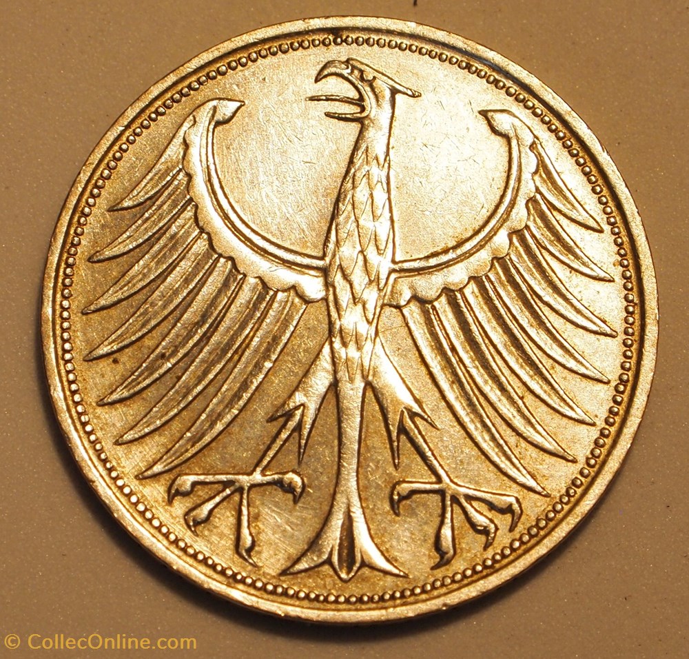 monnaie monde allemagne 5 mark 1958 d