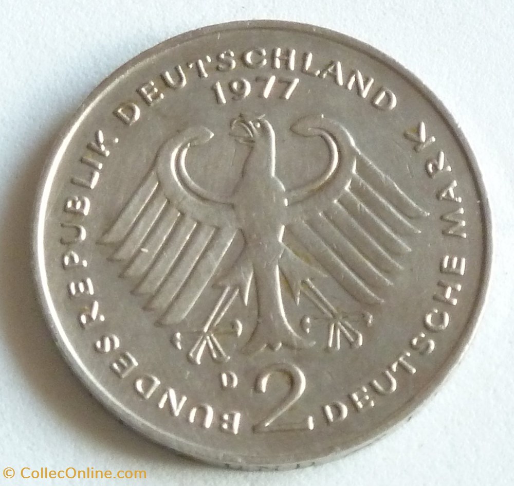 2 Mark - 1977 D monnaies monde allemagne 2 mark 1977 d
