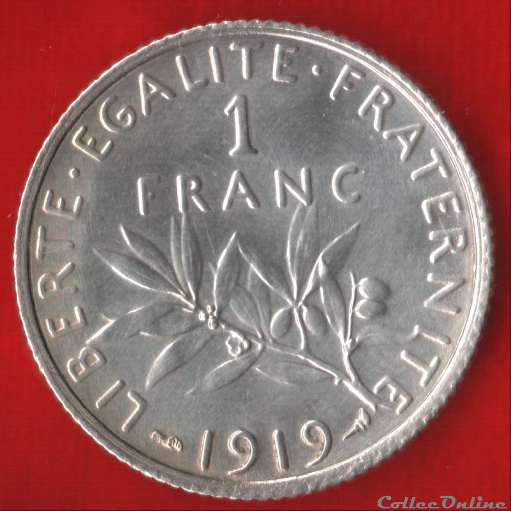 Semeuse - 1 Franc - 1919 monnaies monde france semeuse 1 franc 1919