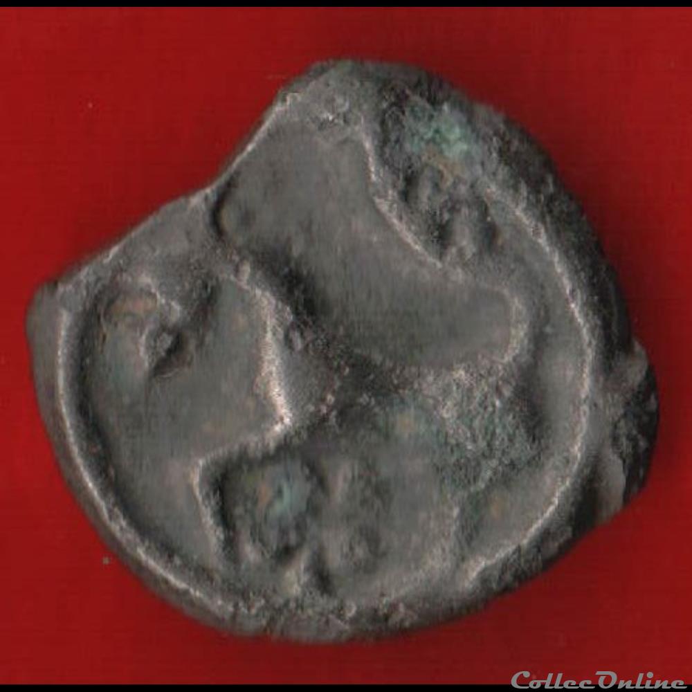 Senones - Potin à la tête casquée et à la rosace monnaies antiques celtes senones potin a la tete casquee et a la rosace