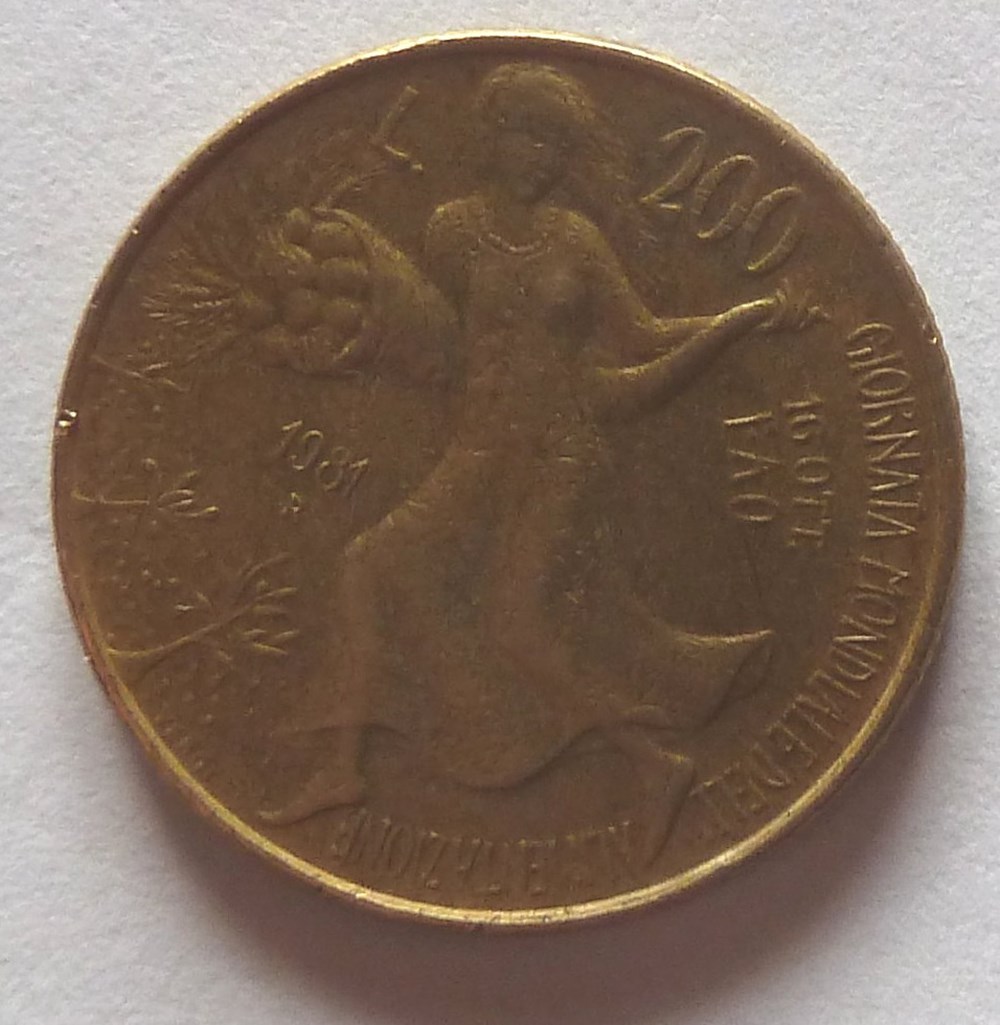 monnaies monde italie 200 lires 1981 r