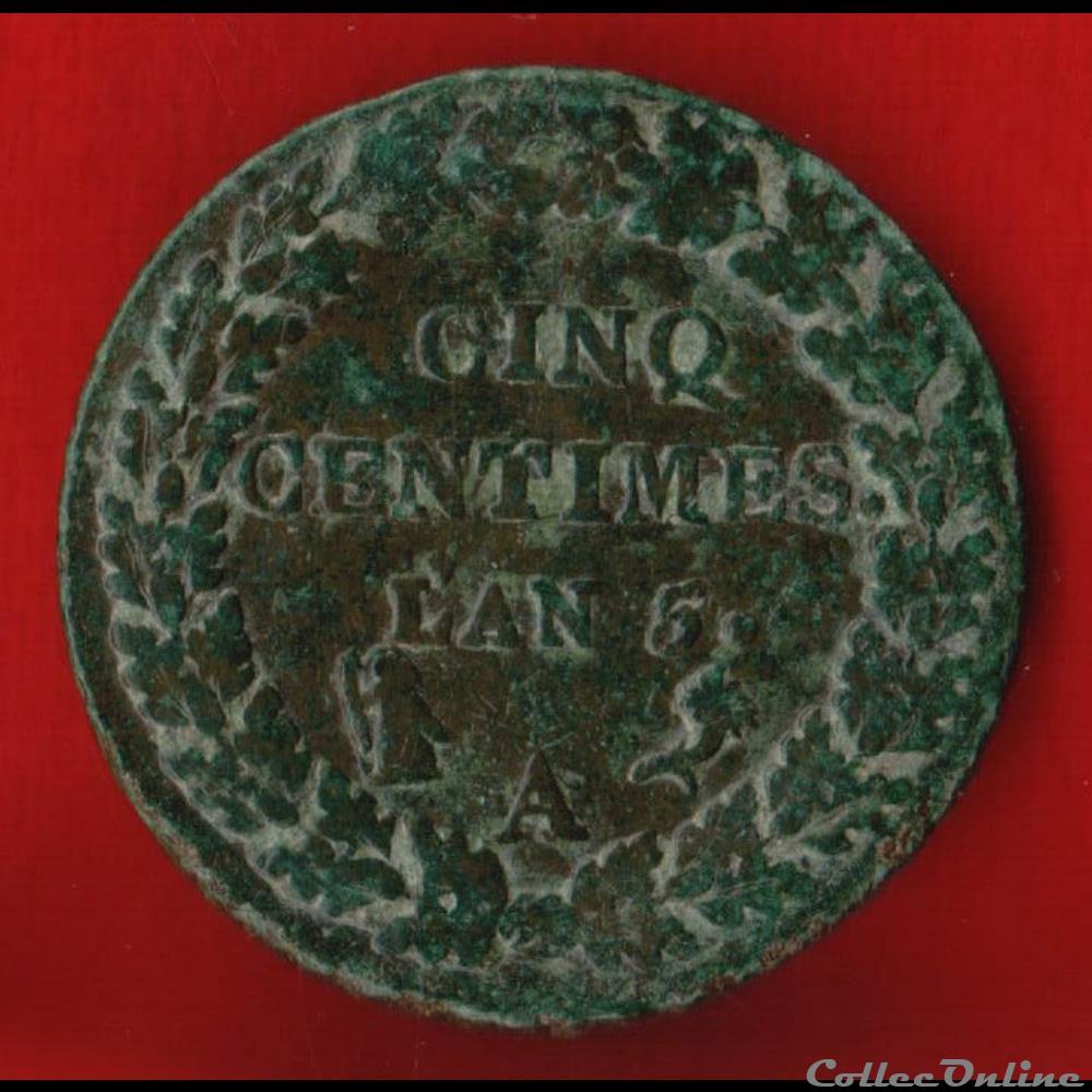 Consulat / Directoire - 5 centimes Dupré - AN 5 - Paris monnaies monde france consulat directoire 5 centimes dupre an 5 paris