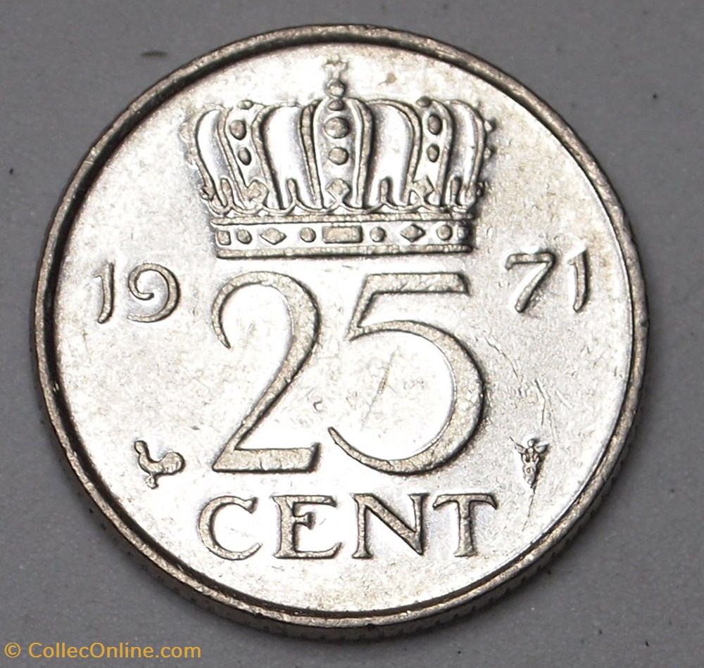 25 Cents - 1971 monnaies monde pays bas 25 cents 1971