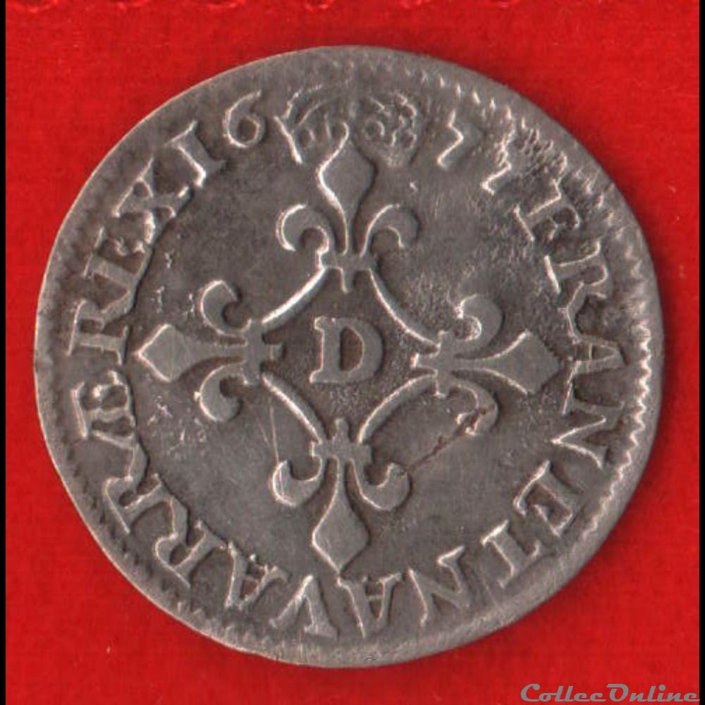 Quadruple sol à la croix fleurdelisée - 1677 - Vimy monnaies europe medievale france royales quadruple sol a la croix fleurdelisee 1677 vimy