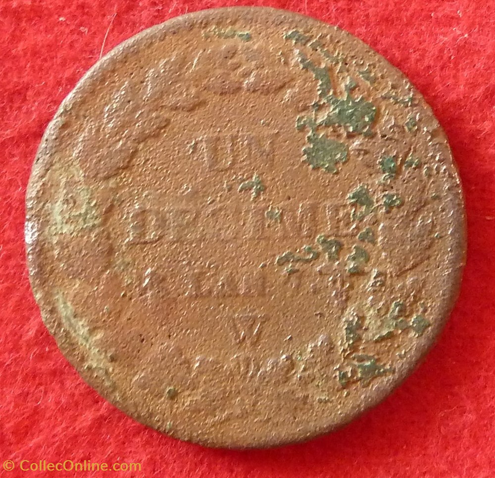Consulat / Directoire - Un décime Dupré - AN 7 - 1798-99 - Lille monnaies monde france consulat directoire un decime dupre an 7 1798 99 lille