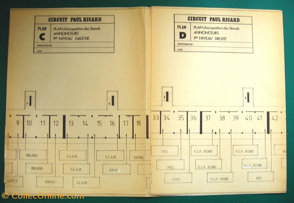 Plan d'occupation des stands GP France F1 1986 sport plan occupation des stands gp france f1 1986
