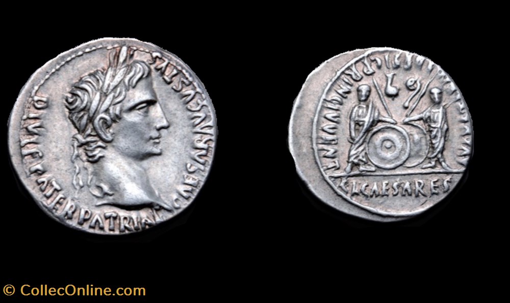 Augustus - Denarius monnaie antique av jc ap romaine republicaine imperiale augustus denarius