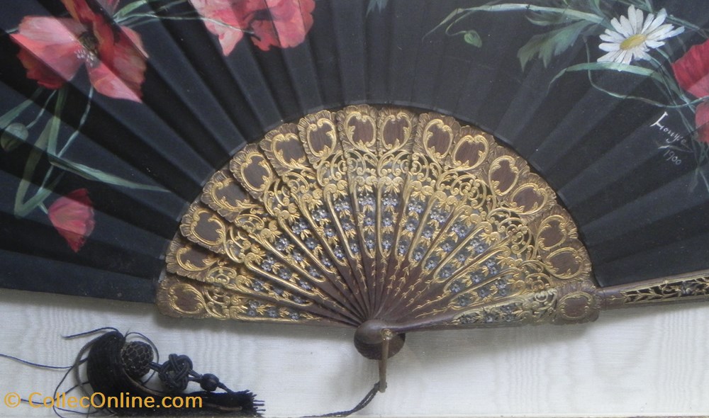 Grand éventail début XXème daté 1900 5 vetements et accessoires eventails grand eventail debut xxeme date 1900