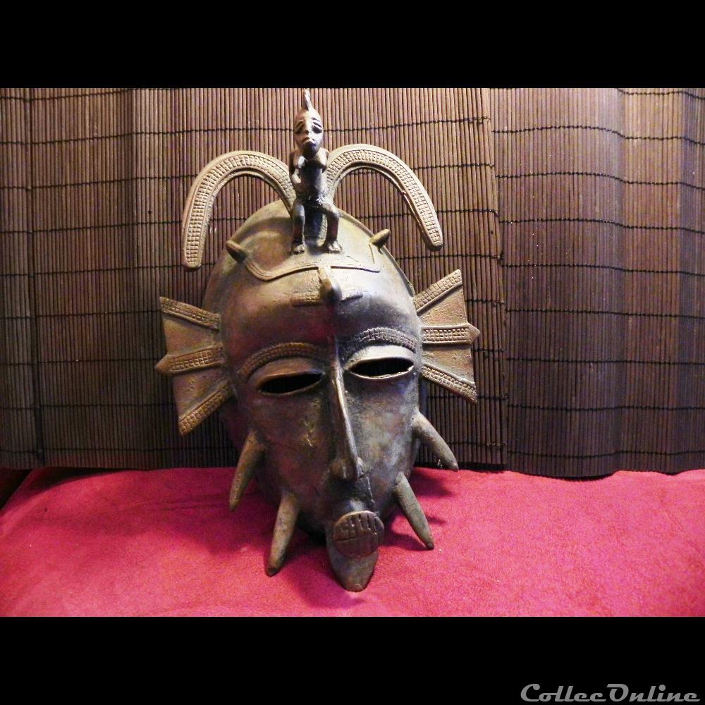 art antiquite africain masque de bronze senoufo kpeliye cote ivoire