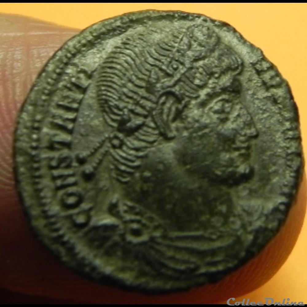 CONSTANTIN I GLORIA EXERC-ITVS nummus ASIS 3 monnaie antique av jc ap romaine constantin i gloria exerc itvs nummus asis