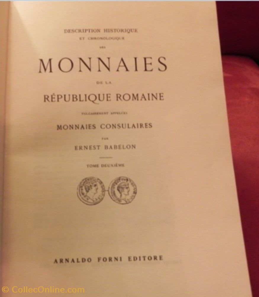 MONNAIES DE LA RÉPUBLIQUE ROMAINE TOME I & II • Ernest Babelon 4 livre bd revue monnaies de la republique romaine tome i ii ernest babelon