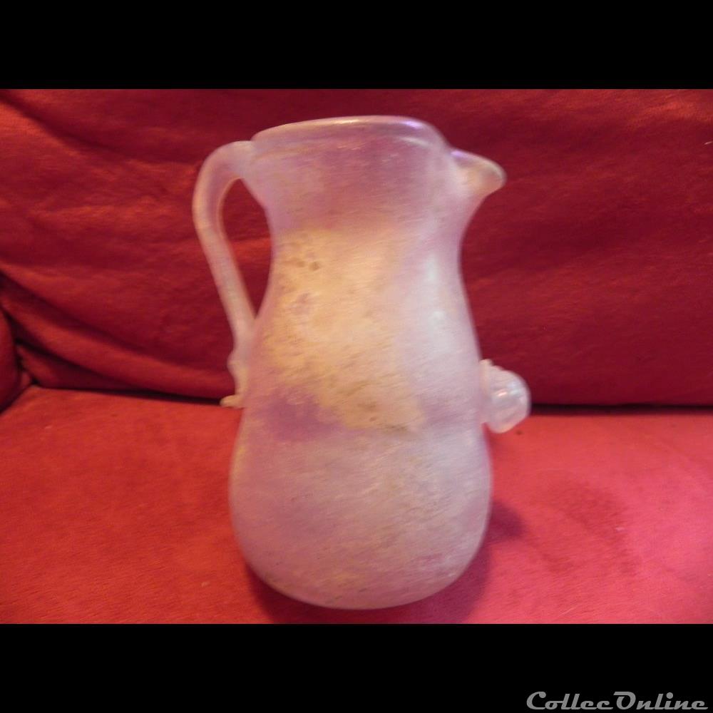 petit vase romain en verre blanc /rose irisé art antiquite archeologie europe petit vase romain en verre blanc rose irise