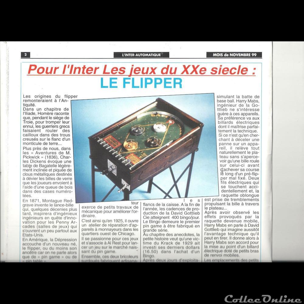 jouet mandat territoriaux inter automatique journal prof n 221 novembre 1999 jeu arcade flipper jeux de salle et bar