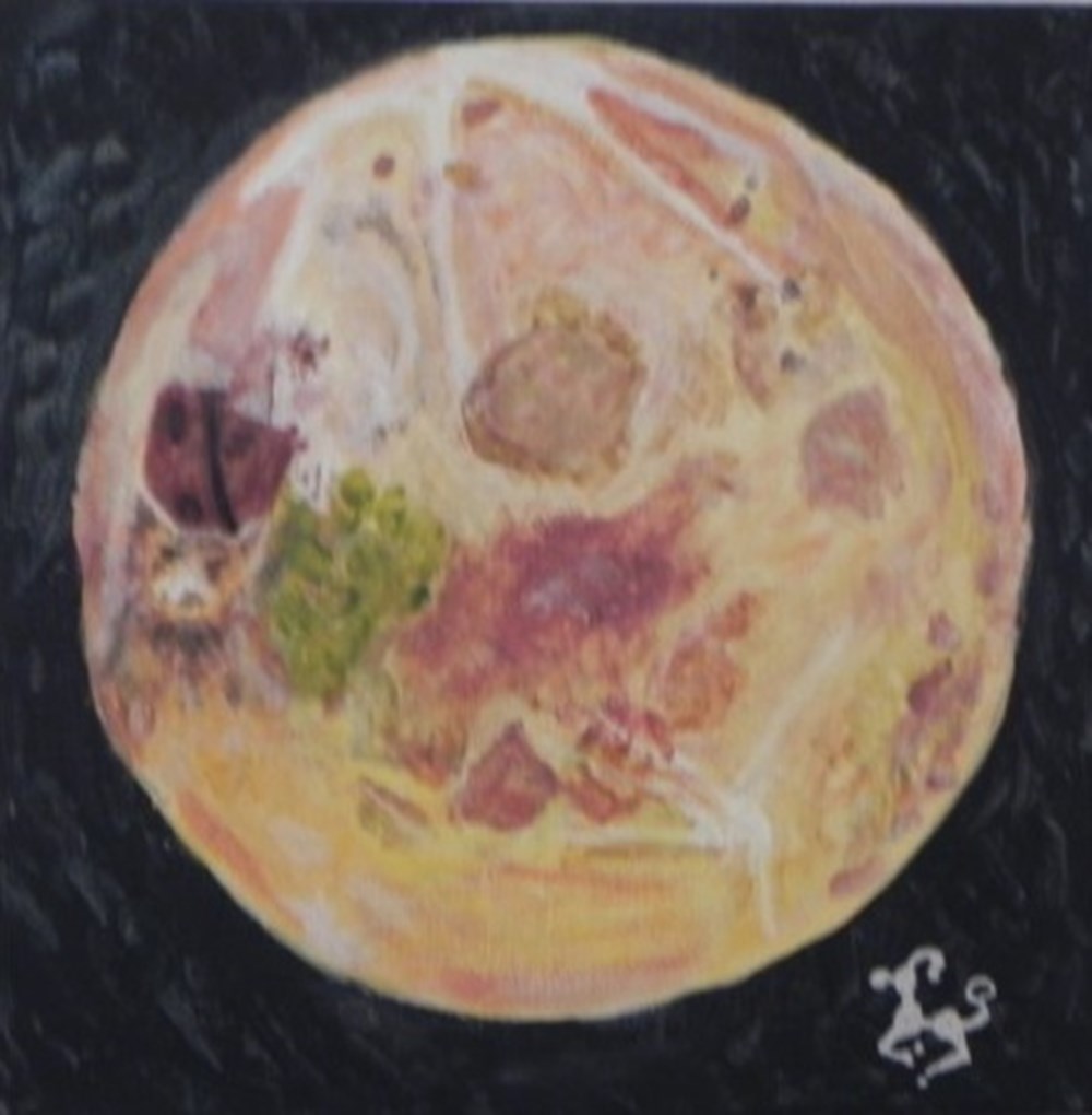 art antiquites peintures dessins lune peinture acrylique sur toile visages et animaux