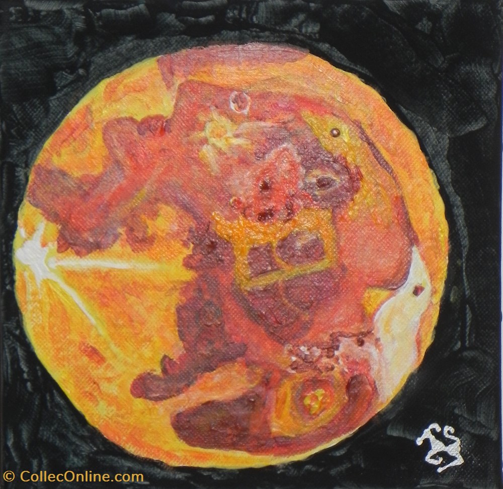 lune rousse peinture acrylique sur toile : visages et animaux art antiquites peintures dessins lune rousse peinture acrylique sur toile visages et animaux