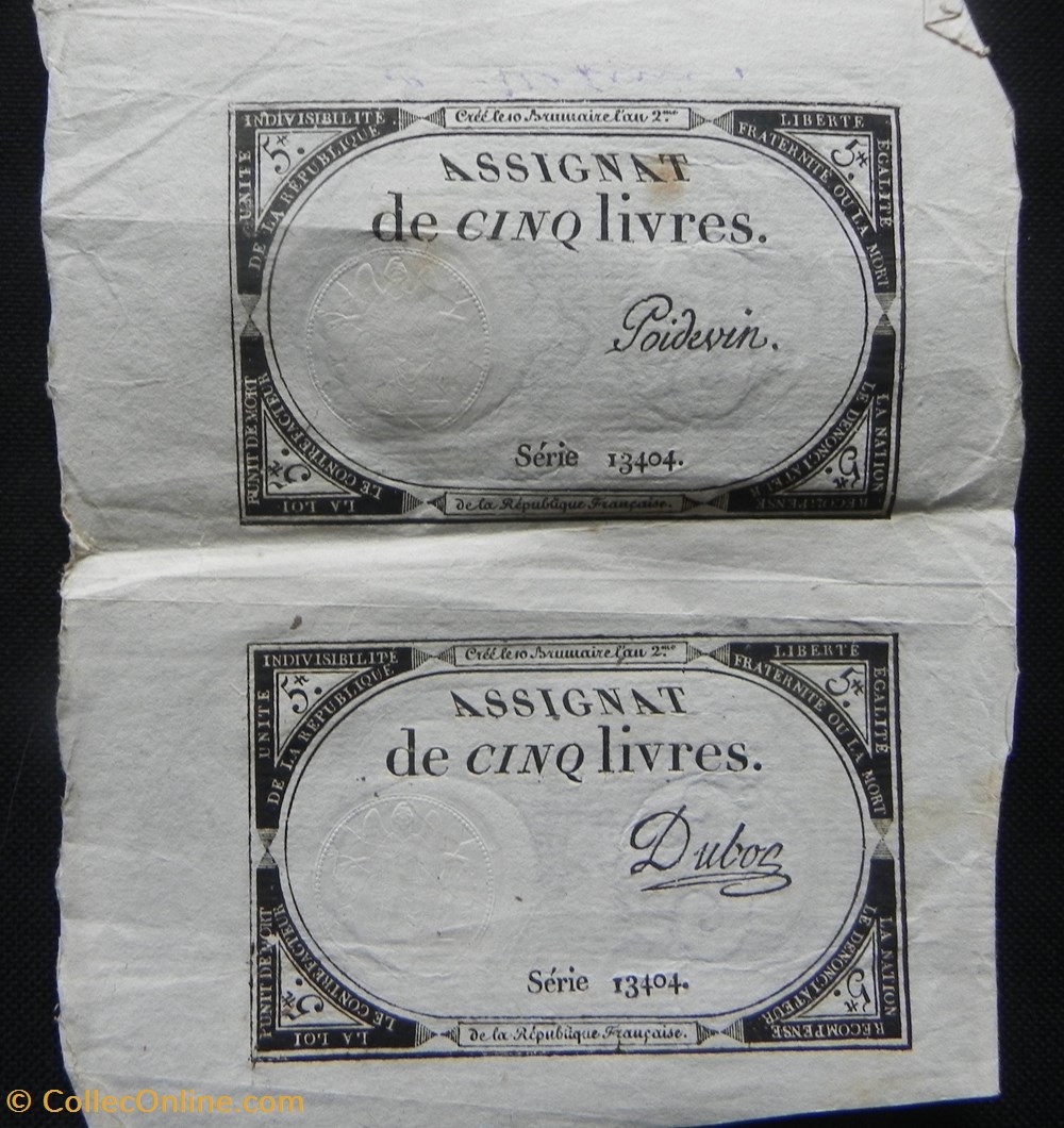 assignat de 5 livres 10 Brumaire de l'an II billets europe france assignat de 5 livres 10 brumaire de an ii